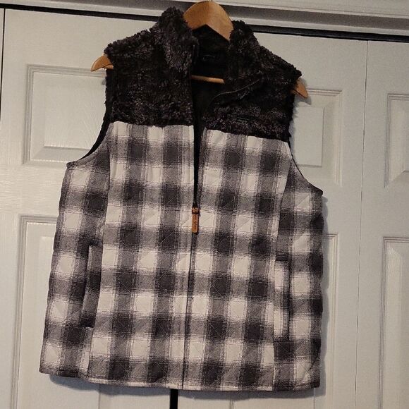 Chic Checkered Fleece Vest - Picture 1 of 1